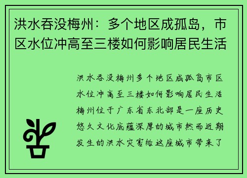 洪水吞没梅州：多个地区成孤岛，市区水位冲高至三楼如何影响居民生活